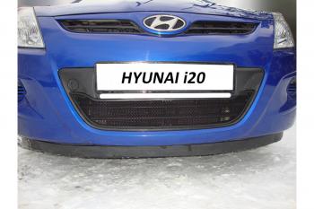 969 р. Зимняя заглушка решетки радиатора Стрелка11 Hyundai i20 PB хэтчбэк дорестайлинг (2008-2012) (черная)  с доставкой в г. Набережные‑Челны. Увеличить фотографию 2