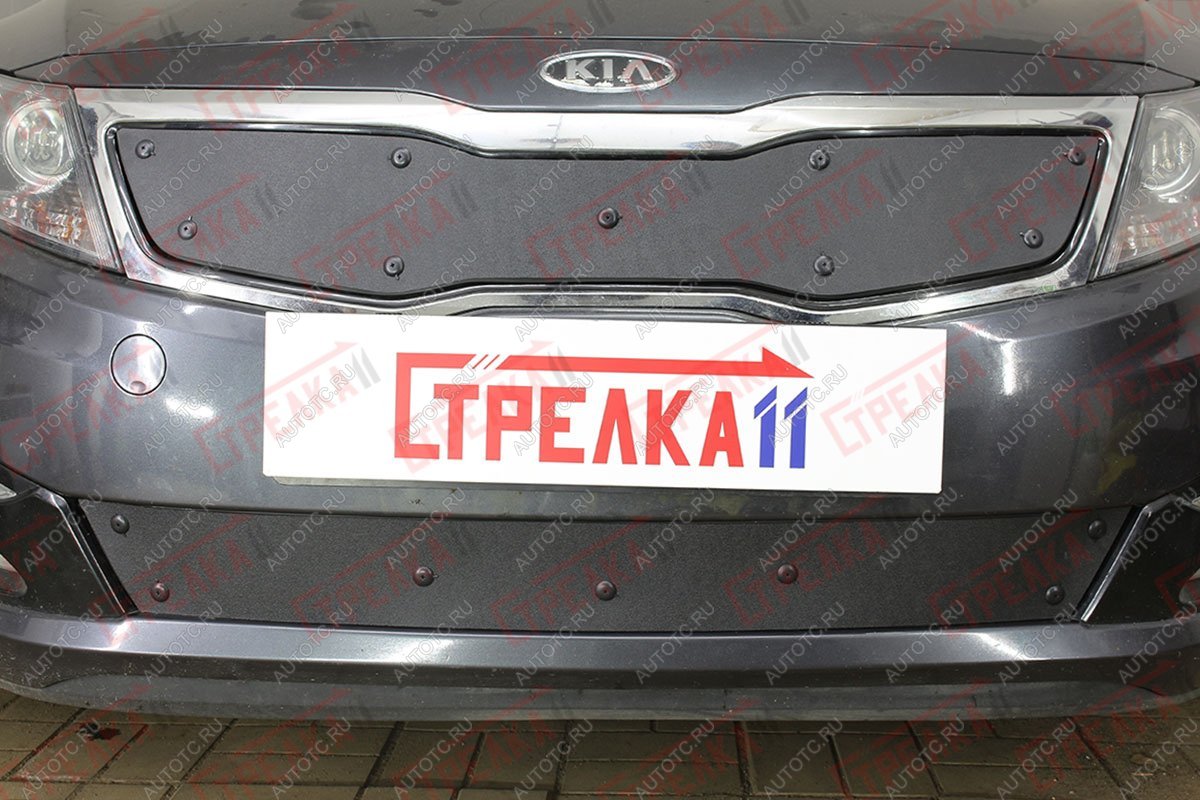 799 р. Зимняя заглушка решетки радиатора (низ) Стрелка11  KIA Optima  3 TF (2010-2013) дорестайлинг седан (черная)  с доставкой в г. Набережные‑Челны