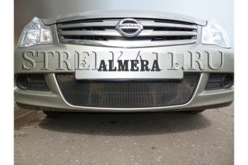 Зимняя заглушка решетки радиатора Стрелка11 Nissan (Нисан) Almera (Альмера)  G15 (2012-2019) G15 седан  (черная)