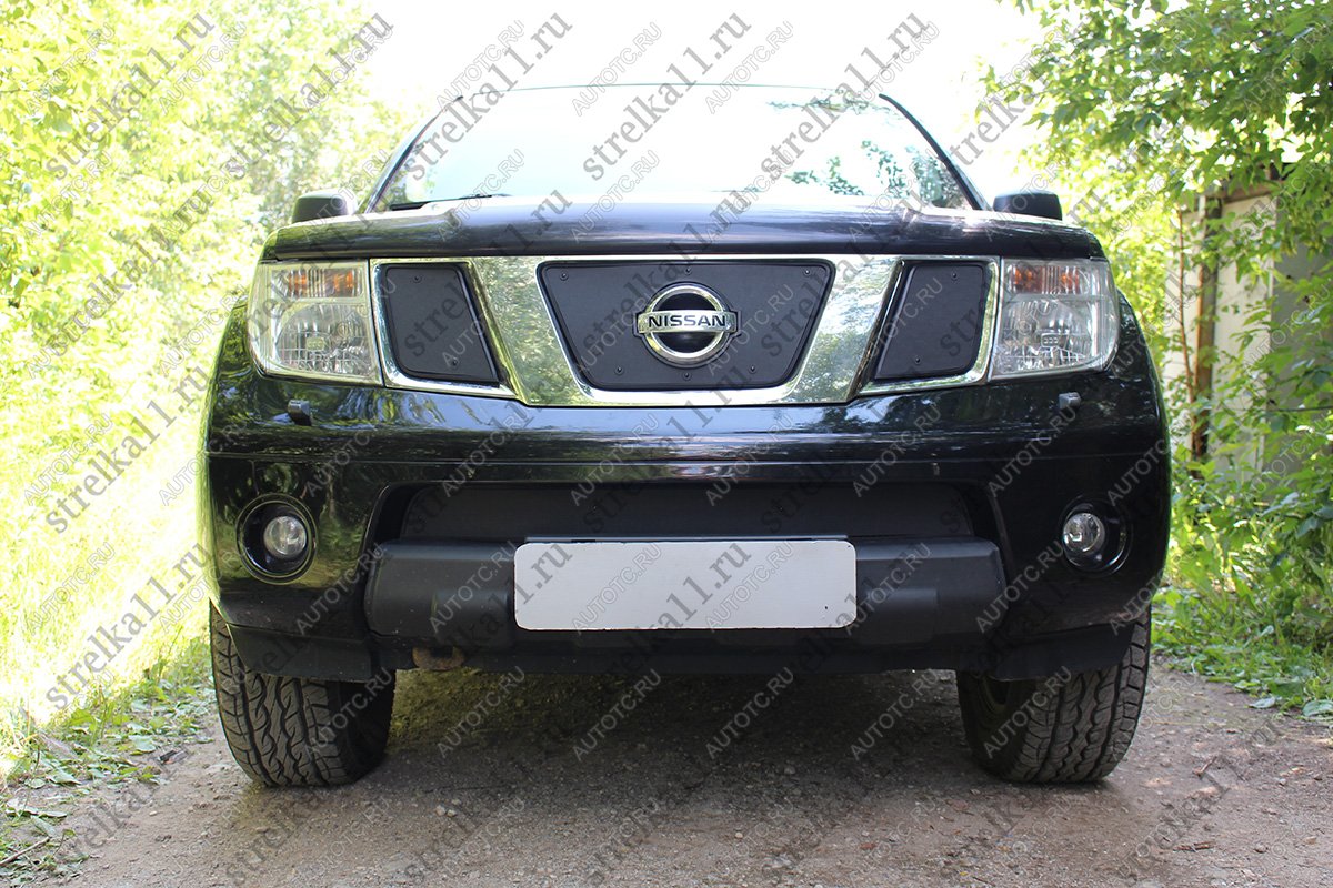 799 р. Зимняя заглушка решетки радиатора (низ) Стрелка11  Nissan Navara  2 D40 - Pathfinder  R51 (черная)  с доставкой в г. Набережные‑Челны