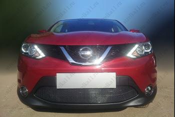 799 р. Зимняя заглушка решетки радиатора Стрелка11  Nissan Qashqai  2 (2013-2019) J11 дорестайлинг (черная)  с доставкой в г. Набережные‑Челны. Увеличить фотографию 2