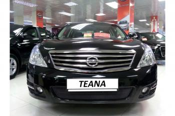 969 р. Зимняя заглушка решетки радиатора Стрелка11  Nissan Teana  2 J32 (2008-2014) дорестайлинг, рестайлинг (черная)  с доставкой в г. Набережные‑Челны. Увеличить фотографию 2