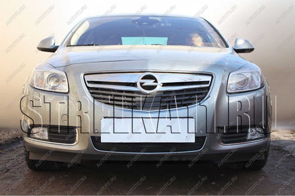 799 р. Зимняя заглушка решетки радиатора Стрелка11  Opel Insignia ( A,  А) (2008-2013) дорестайлинг седан, дорестайлинг универсал, дорестайлинг, хэтчбэк (черная)  с доставкой в г. Набережные‑Челны