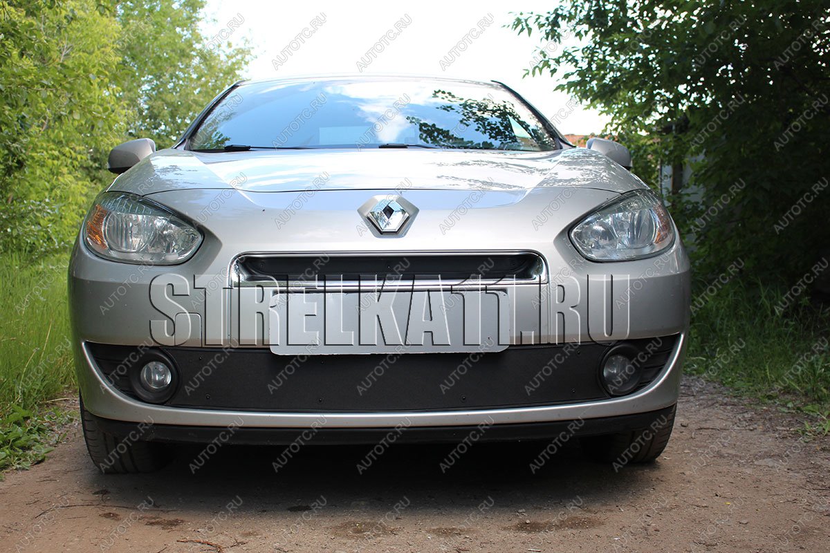 799 р. Зимняя заглушка решетки радиатора (низ) Стрелка11 Renault Fluence дорестайлинг (2010-2012) (черная)  с доставкой в г. Набережные‑Челны