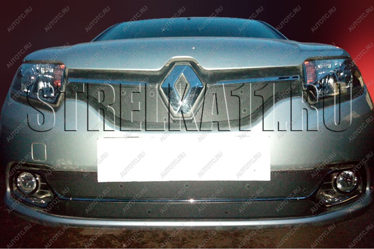 969 р. Зимняя заглушка решетки радиатора (Privilege, Luxe Privilege) (низ) Стрелка11  Renault Logan  2 (2014-2018) дорестайлинг (черная)  с доставкой в г. Набережные‑Челны