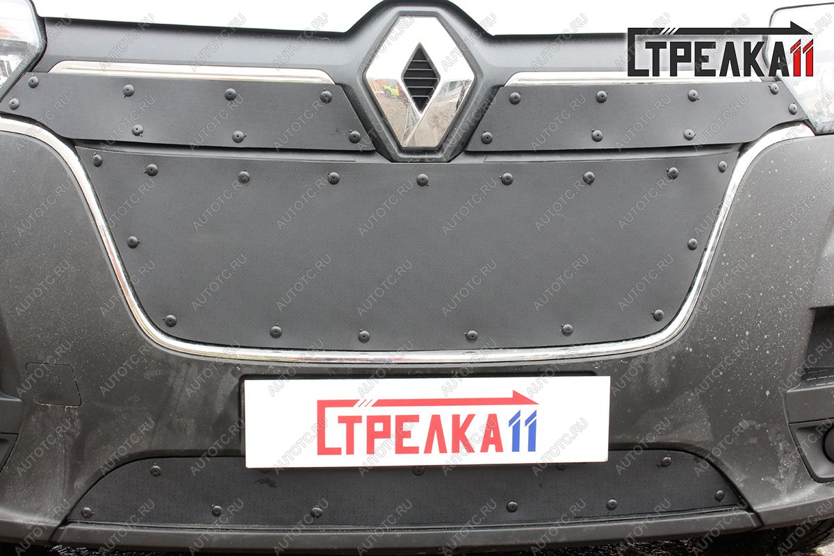 799 р. Зимняя заглушка решетки радиатора (низ) Стрелка11  Renault Master  FV,JV (2019-2024) фургон 2-ой рестайлинг (черная)  с доставкой в г. Набережные‑Челны