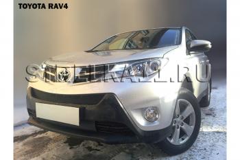 799 р. Зимняя заглушка решетки радиатора (верх) Стрелка11 Toyota RAV4 XA40 5 дв. дорестайлинг (2012-2015) (черная)  с доставкой в г. Набережные‑Челны. Увеличить фотографию 2