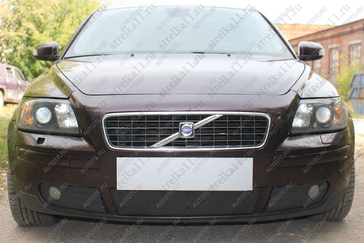 969 р. Зимняя заглушка решетки радиатора Стрелка11  Volvo S40  MS седан (2004-2007) дорестайлинг (черная)  с доставкой в г. Набережные‑Челны