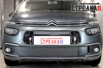 1 079 р. Зимняя защита на стяжке (врх) Стрелка11 CITROEN C4 Grand Picasso U рестайлинг (2016-2018) (черная)  с доставкой в г. Набережные‑Челны. Увеличить фотографию 1