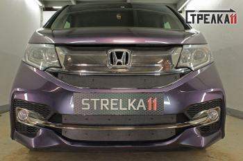 1 779 р. Зимняя защита на стяжке (низ) Стрелка11  Honda StepWagon  5 RP1,RP2, RP3, RP4 (2015-2017) минивэн дорестайлинг (черная)  с доставкой в г. Набережные‑Челны. Увеличить фотографию 1