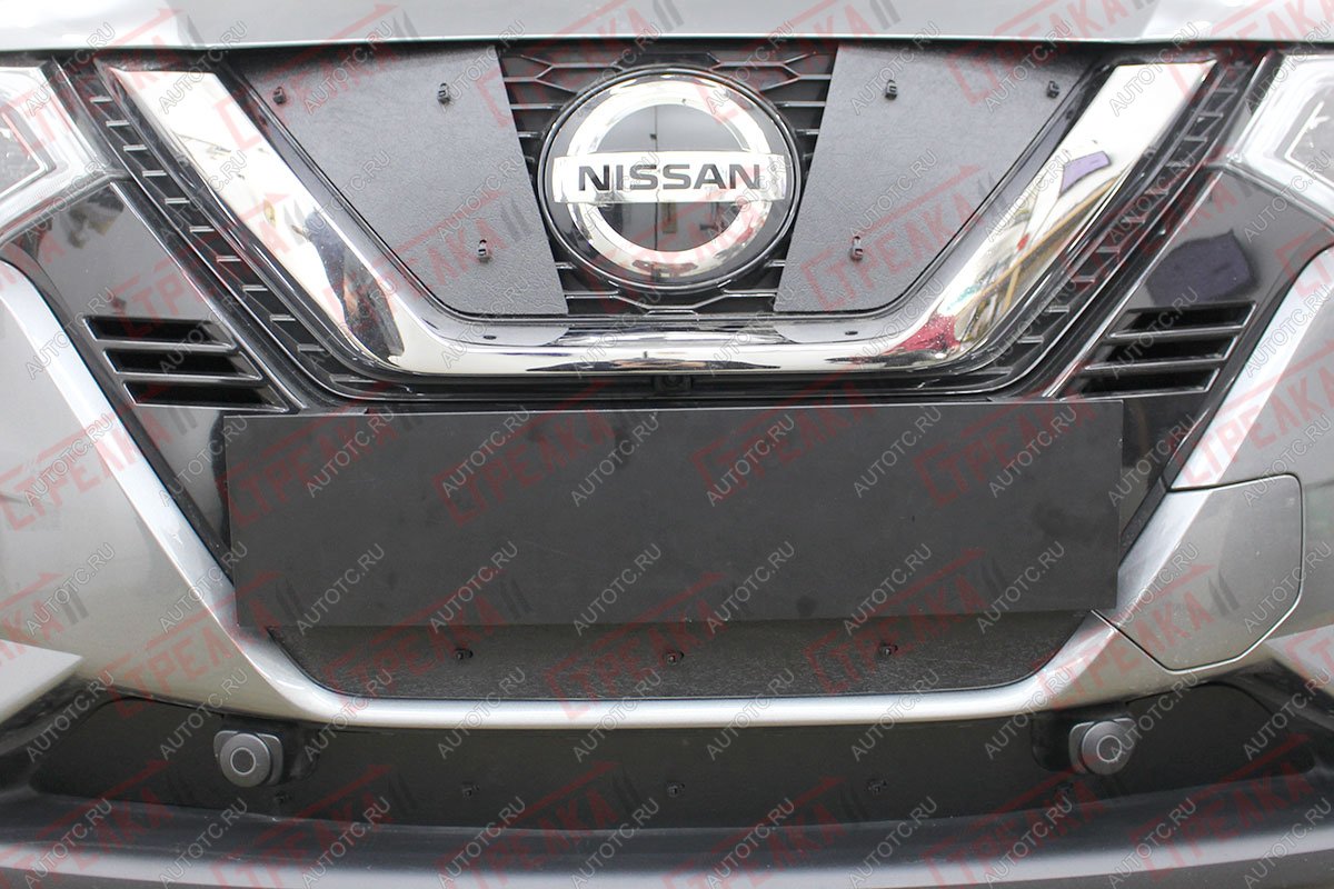 1 179 р. Зимняя защита на стяжке (верх) Стрелка11  Nissan Qashqai  2 (2017-2022) J11 рестайлинг (черная)  с доставкой в г. Набережные‑Челны