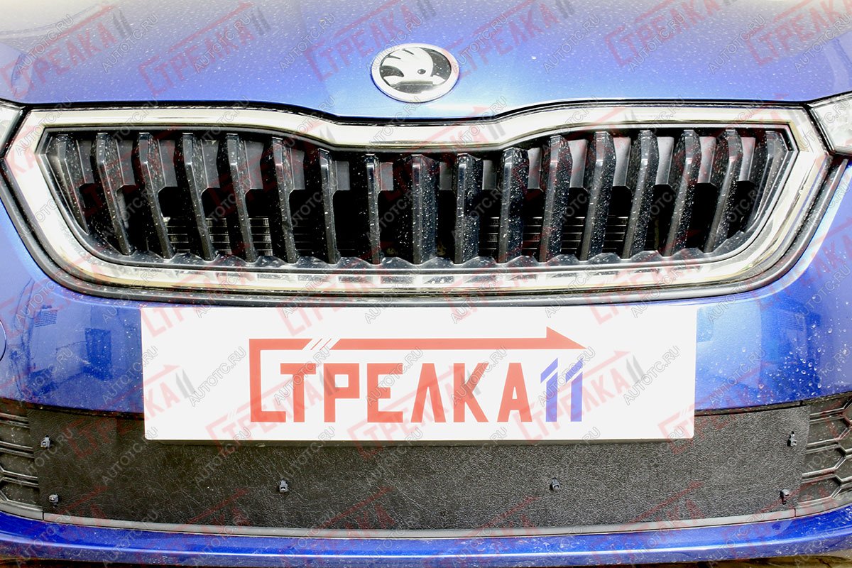 1 489 р. Зимняя защита на стяжке (низ) Стрелка11  Skoda Rapid  MK2 (2019-2025) (черная)  с доставкой в г. Набережные‑Челны