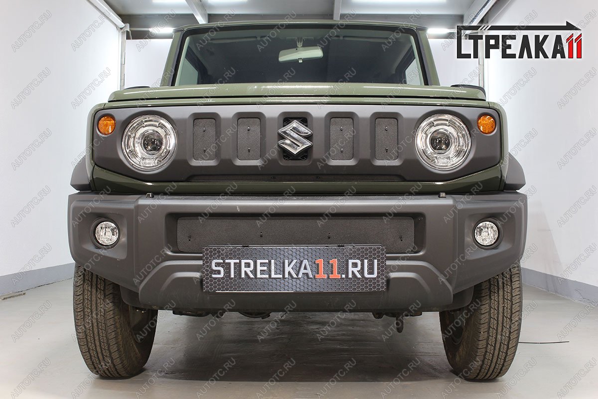 1 649 р. Зимняя защита на стяжке (низ, центр 2 части) Стрелка11  Suzuki Jimny  JB64 (2018-2025) (черная)  с доставкой в г. Набережные‑Челны