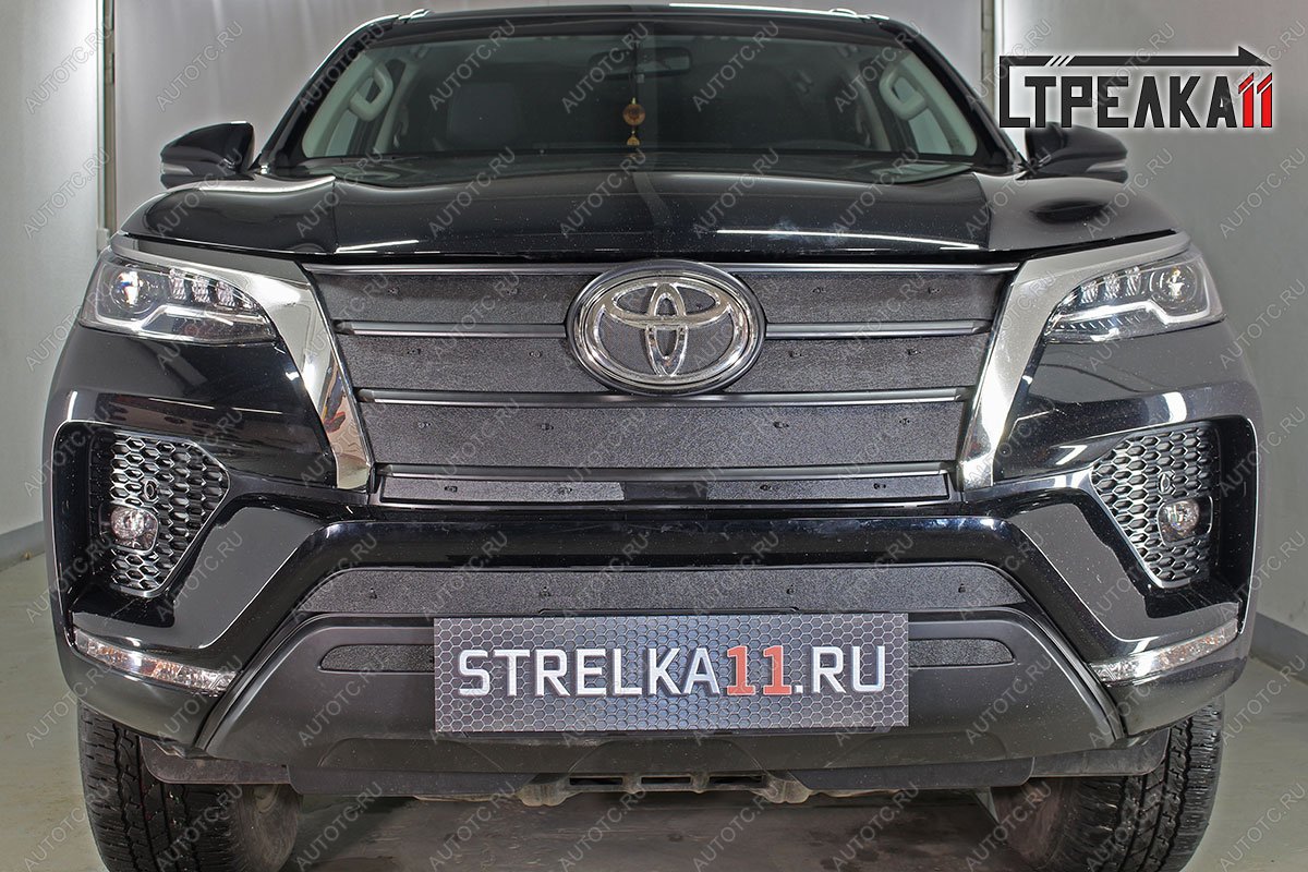 1 399 р. Зимняя защита на стяжке (низ 3 частей) Стрелка11  Toyota Fortuner  AN160 (2020-2025) рестайлинг (черная)  с доставкой в г. Набережные‑Челны