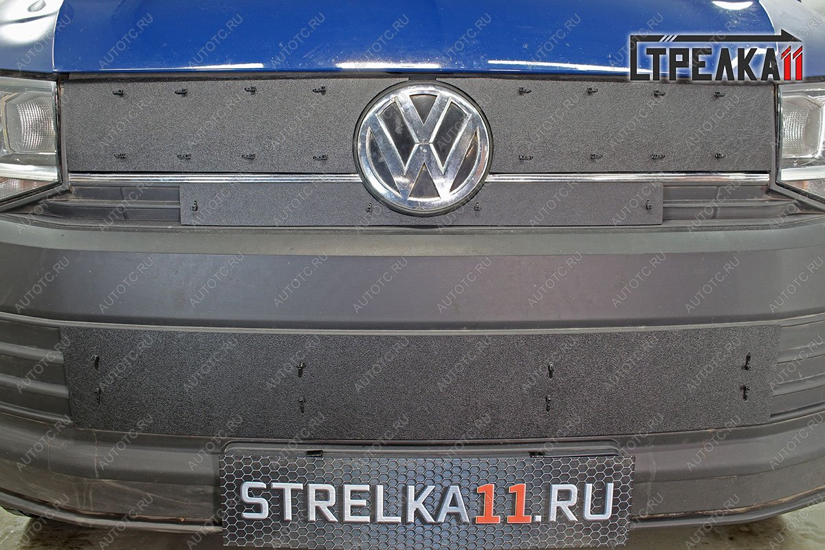 1 549 р. Зимняя защита на стяжке (низ)(TrendLine) Стрелка11  Volkswagen Transporter  T6 (2015-2019) дорестайлинг (черная)  с доставкой в г. Набережные‑Челны