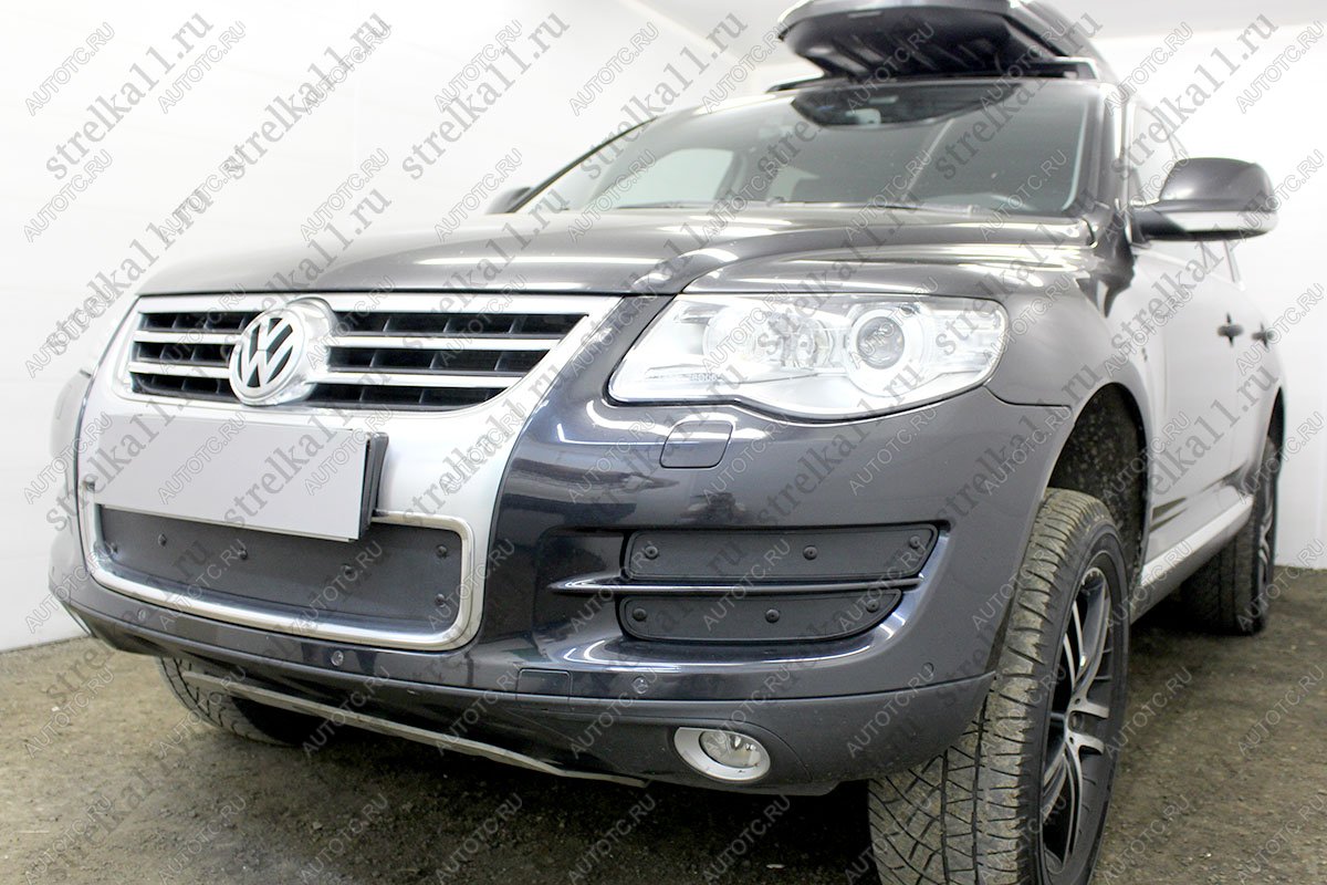 1 399 р. Зимняя защита на стяжке (низ) Стрелка11  Volkswagen Touareg  GP (2006-2010) рестайлинг (черная)  с доставкой в г. Набережные‑Челны