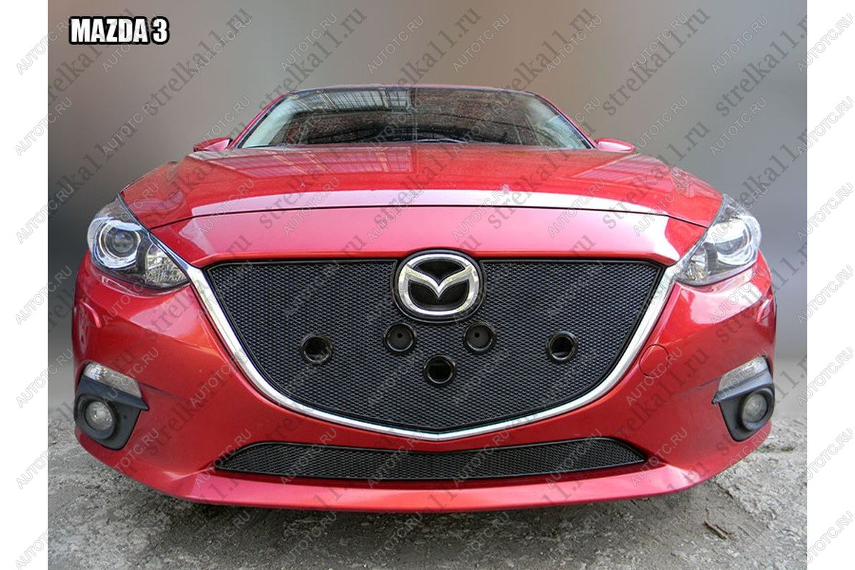 799 р. Зимняя заглушка решетки радиатора (низ) премиум Стрелка11 Mazda 3/Axela BM дорестайлинг, хэтчбэк (2013-2016) (черная)  с доставкой в г. Набережные‑Челны