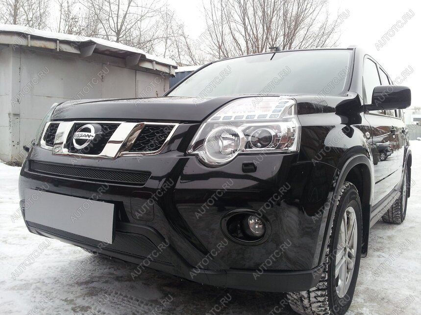 3 999 р. Защита радиатора (середина) Стрелка11 PREMIUM Nissan X-trail 2 T31 рестайлинг (2010-2015) (черная)  с доставкой в г. Набережные‑Челны