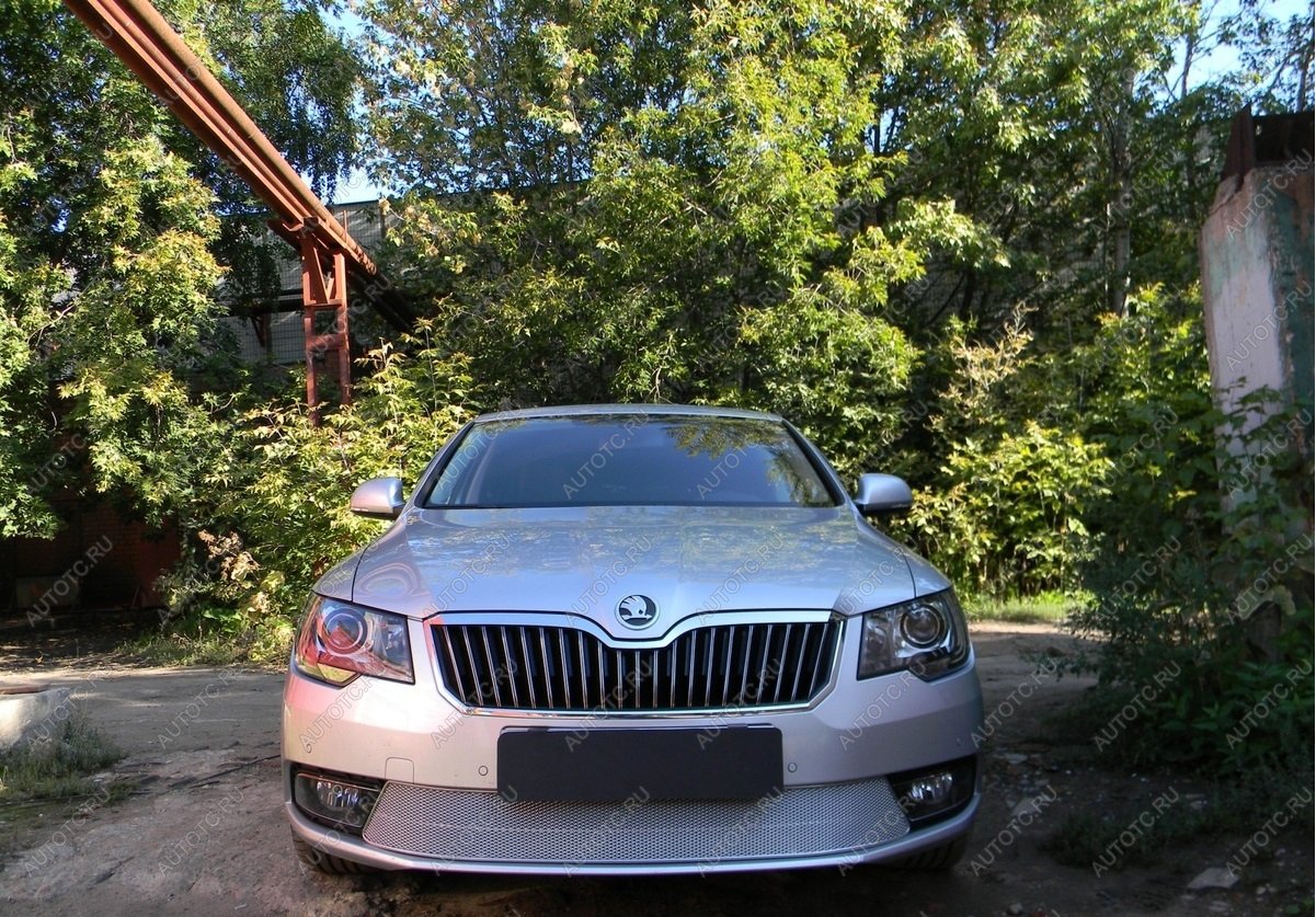 5 399 р. Защита радиатора Стрелка11 PREMIUM  Skoda Superb ( (B6) 3T,  B6 (3T5)) (2013-2015) лифтбэк рестайлинг, универсал рестайлинг (хром)  с доставкой в г. Набережные‑Челны