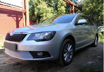 5 399 р. Защита радиатора Стрелка11 PREMIUM  Skoda Superb ( (B6) 3T,  B6 (3T5)) (2013-2015) лифтбэк рестайлинг, универсал рестайлинг (хром)  с доставкой в г. Набережные‑Челны. Увеличить фотографию 2