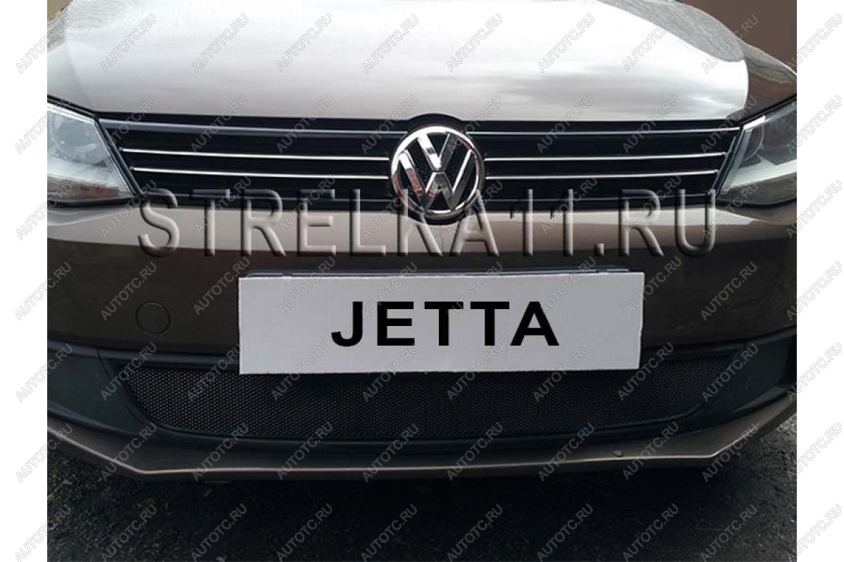 4 649 р. Защита радиатора Стрелка11 PREMIUM  Volkswagen Jetta  A6 (2011-2015) седан дорестайлинг (черная)  с доставкой в г. Набережные‑Челны