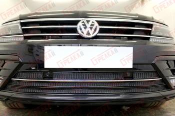 11 549 р. Защита радиатора (низ с парктроником) Стрелка11 Премиум  Volkswagen Tiguan  Mk2 (2016-2020) дорестайлинг (хром)  с доставкой в г. Набережные‑Челны. Увеличить фотографию 2