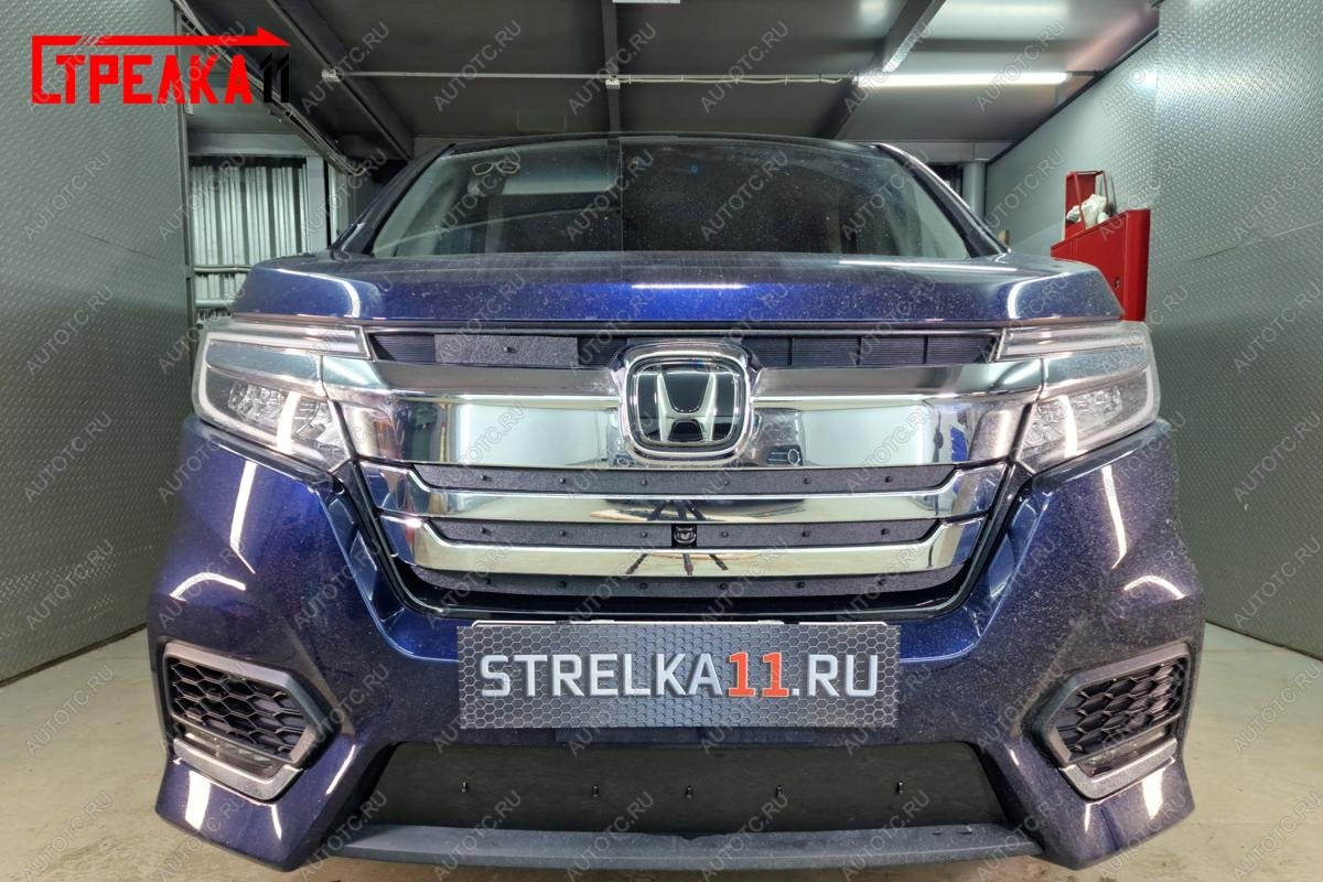 1 149 р. Зимняя защита на стяжке (низ) Стрелка11  Honda Stepwgn Spada  RP (2017-2021) рестайлинг (черная)  с доставкой в г. Набережные‑Челны