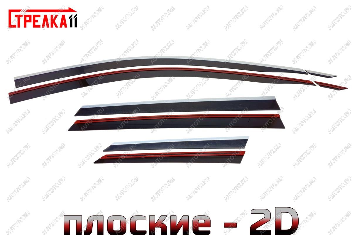 7 399 р. Дефлекторы окон 2D с хром накладками Стрелка11  Geely Coolray  SX11 (2023-2024) рестайлинг (черные)  с доставкой в г. Набережные‑Челны