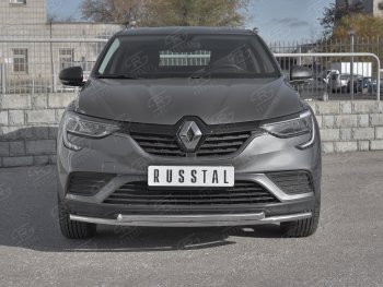 Защита переднего бампера (2 трубы Ø42 и 42 мм, нержавейка) SLITKOFF Renault Arkana (2019-2025)