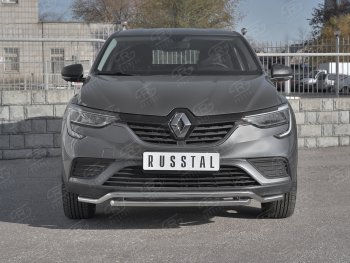 Защита переднего бампера (2 трубы Ø42 мм, нержавейка) SLITKOFF Renault Arkana (2019-2025)