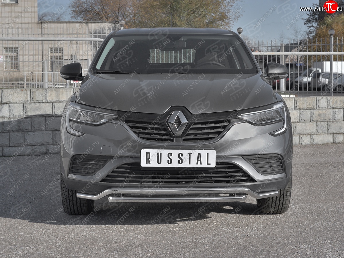 16 999 р. Защита переднего бампера (2 трубы Ø42 мм, нержавейка) SLITKOFF Renault Arkana (2019-2025)  с доставкой в г. Набережные‑Челны