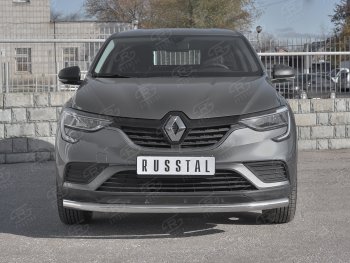 Защита переднего бампера (Ø 63 мм, нержавейка) SLITKOFF Renault (Рено) Arkana (Аркана) (2019-2024)