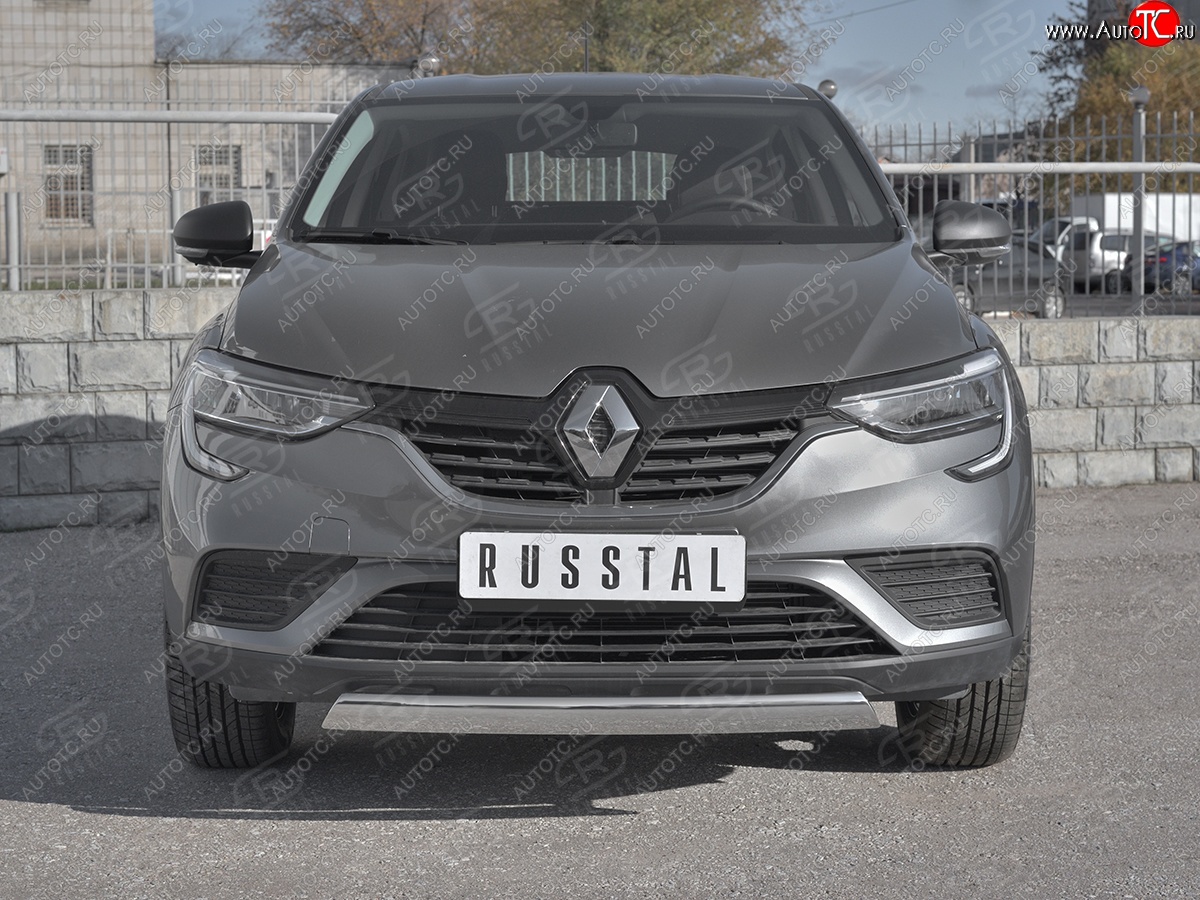 9 649 р. Защита переднего бампера (Ø75x42 мм, нержавейка) Russtal  Renault Arkana (2019-2024)  с доставкой в г. Набережные‑Челны