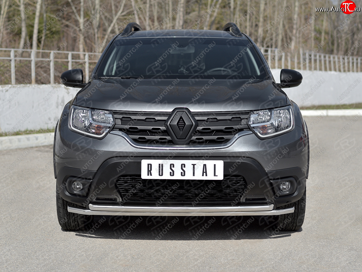 17 849 р. Защита переднего бампера (2 трубы Ø42 мм, нержавейка) SLITKOFF Renault Duster HM (2020-2024)  с доставкой в г. Набережные‑Челны