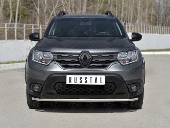 Защита переднего бампера (Ø42 мм, нержавейка) SLITKOFF Renault (Рено) Duster (Дастер)  HM (2020-2024) HM