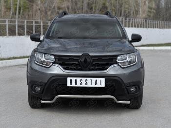 Защита переднего бампера (Ø42 мм волна, нержавейка) SLITKOFF Renault (Рено) Duster (Дастер)  HM (2020-2024) HM