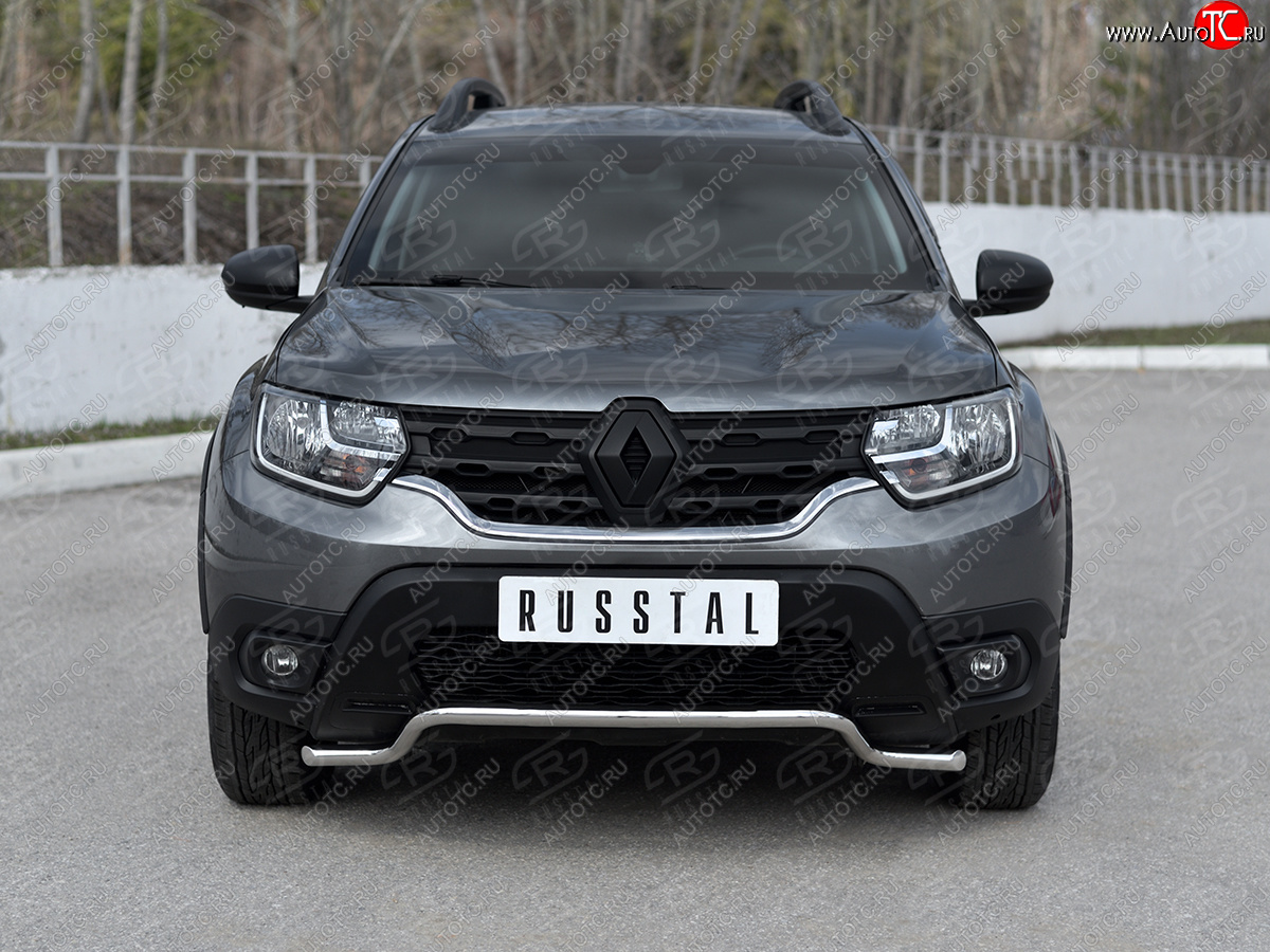 12 999 р. Защита переднего бампера (Ø42 мм волна, нержавейка) SLITKOFF  Renault Duster  HM (2020-2024)  с доставкой в г. Набережные‑Челны