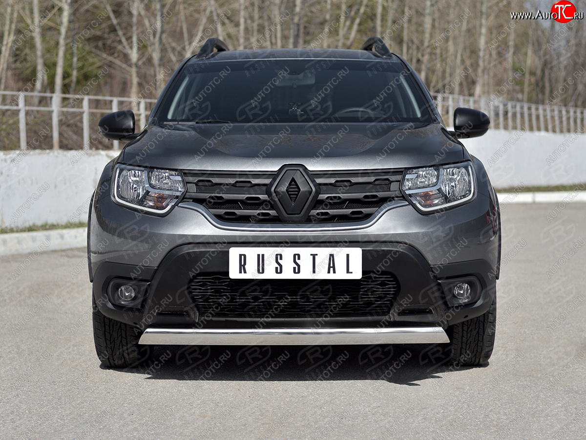 14 599 р. Защита переднего бампера (Ø75х42 мм, нержавейка) Russtal Renault Duster HM (2020-2024)  с доставкой в г. Набережные‑Челны