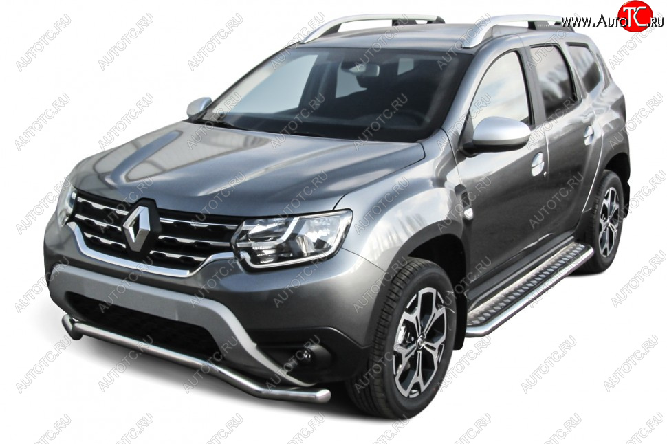 12 799 р. Защита переднего бампера Slitkoff (Ø57 мм, волна).  Renault Duster  HM (2020-2024) (Полированная нержавейка)  с доставкой в г. Набережные‑Челны