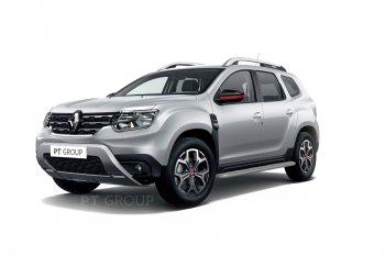 11 999 р. Порожки для ног Petroil Tuning (Ø51 с алюминиевой площадкой) Renault Duster HM рестайлинг (2021-2024) (Цвет: серебристый (Искра))  с доставкой в г. Набережные‑Челны. Увеличить фотографию 2