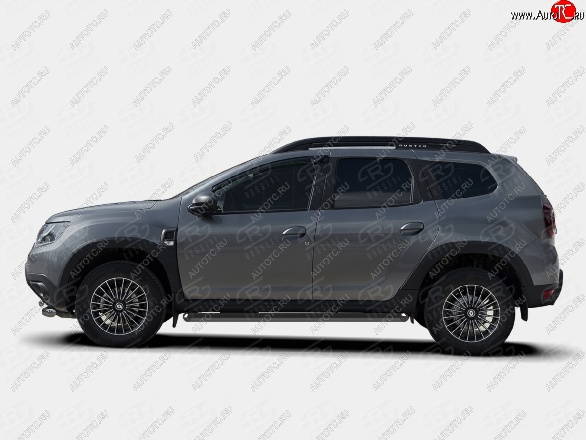 13 699 р. Защита порогов (Ø63 мм) SLITKOFF  Renault Duster  HM (2020-2024) (срез на торцах 45°, цвет черный)  с доставкой в г. Набережные‑Челны