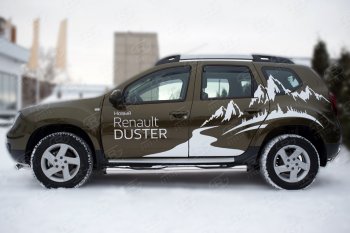 24 999 р. Пороги труба d76 с накладкой SLITKOFF (чёрные V2) Renault Duster HS рестайлинг (2015-2021)  с доставкой в г. Набережные‑Челны. Увеличить фотографию 3