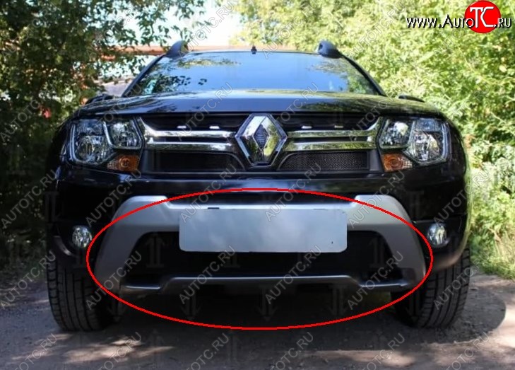 1 469 р. Нижняя защитная сетка на бампер Russtal (черная) Renault Duster HS рестайлинг (2015-2021)  с доставкой в г. Набережные‑Челны