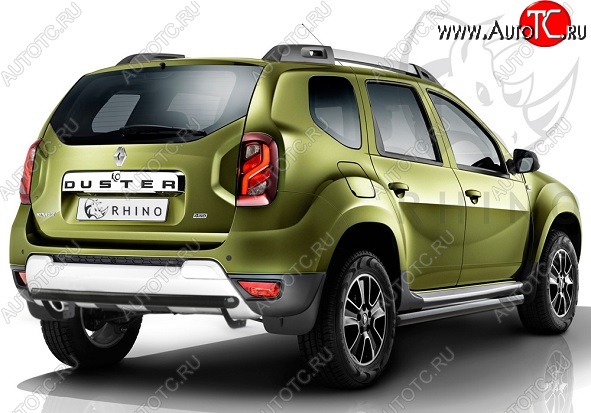 21 999 р. Защита порогов из круглой трубы диаметром 63 мм SLITKOFF  Renault Duster  HS (2015-2021) рестайлинг (Сталь с полимерным покрытием. Цвет: чёрный )  с доставкой в г. Набережные‑Челны