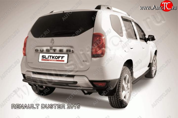 6 999 р. Защита задняя Slitkoff Renault Duster HS рестайлинг (2015-2021) (Цвет: серебристый)  с доставкой в г. Набережные‑Челны