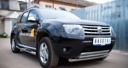 17 999 р. Защита переднего бампера (2 трубыØ63 и 42 мм, нержавейка) SLITKOFF Renault Duster HS дорестайлинг (2010-2015)  с доставкой в г. Набережные‑Челны. Увеличить фотографию 3