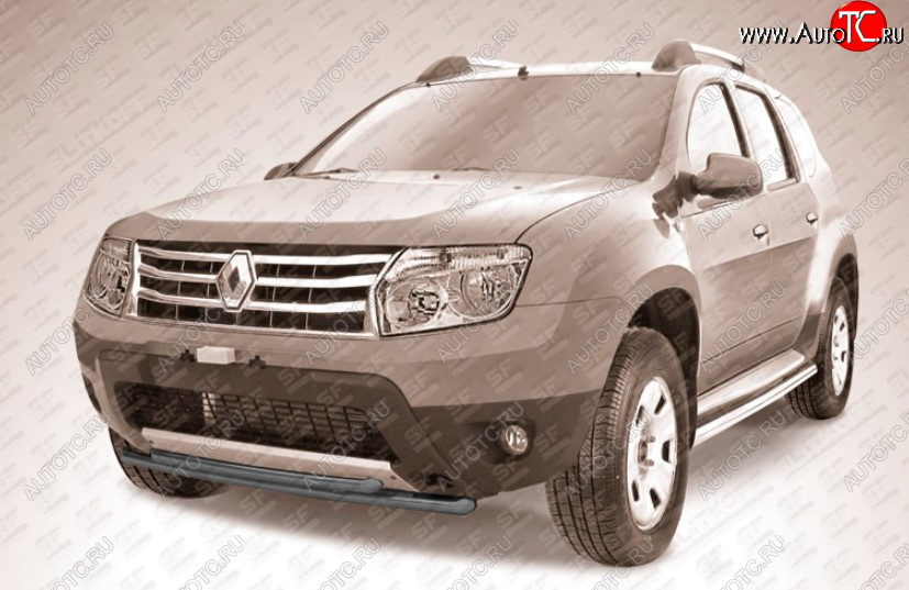 7 999 р. Защита переднего бампера Slitkoff (Ø 42+Ø 42, двойная).  Renault Duster  HS (2010-2015) дорестайлинг (Сталь с полимерным покрытием. Цвет: черный)  с доставкой в г. Набережные‑Челны