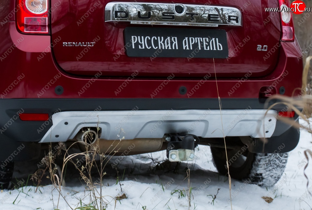 4 999 р. Накладка на задний бампер RA Renault Duster HS дорестайлинг (2010-2015) (Поверхность шагрень (серый металлик))  с доставкой в г. Набережные‑Челны