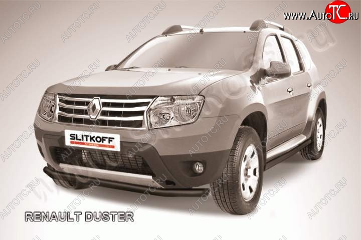 8 299 р. Защита переднего бампер Slitkoff Renault Duster HS дорестайлинг (2010-2015) (Цвет: серебристый)  с доставкой в г. Набережные‑Челны