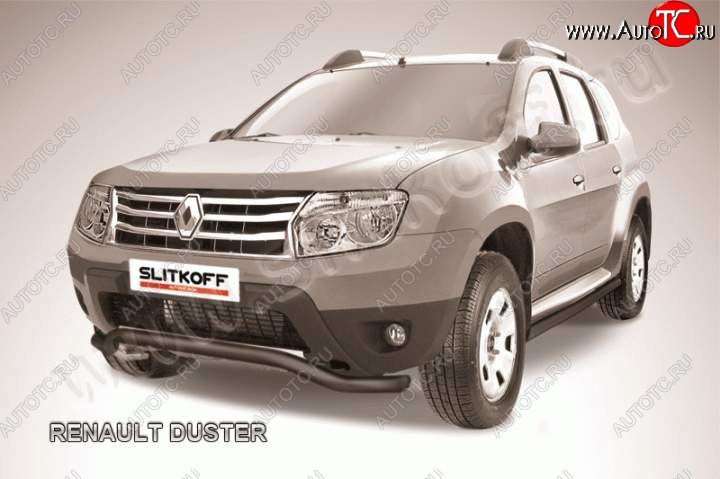 8 949 р. Защита переднего бампер Slitkoff Renault Duster HS дорестайлинг (2010-2015) (Цвет: серебристый)  с доставкой в г. Набережные‑Челны